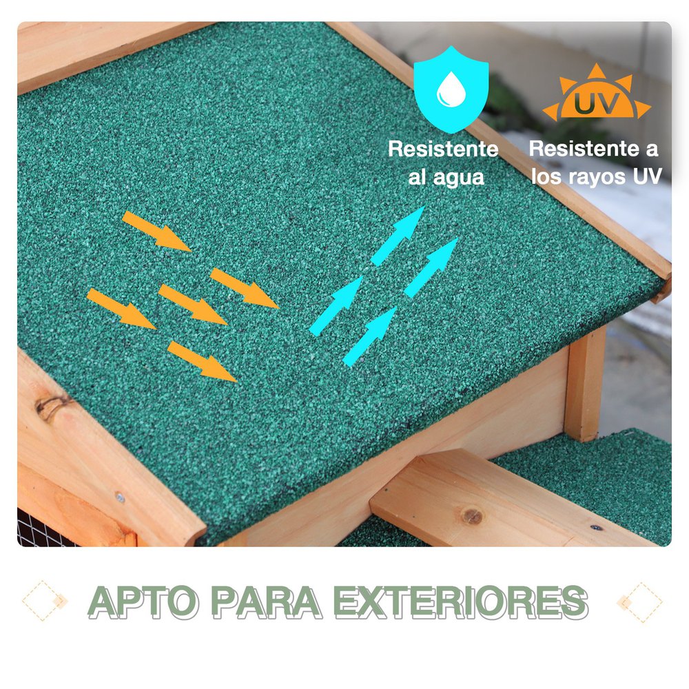 Pawhut Conejera Para Exterior Jaula De Conejos Centro De Actividades Espacioso Resistente Al Agua Con Cajón Extraíble Bisagras De Metal Fuerte Seguro Malla One Size - Imagen 6