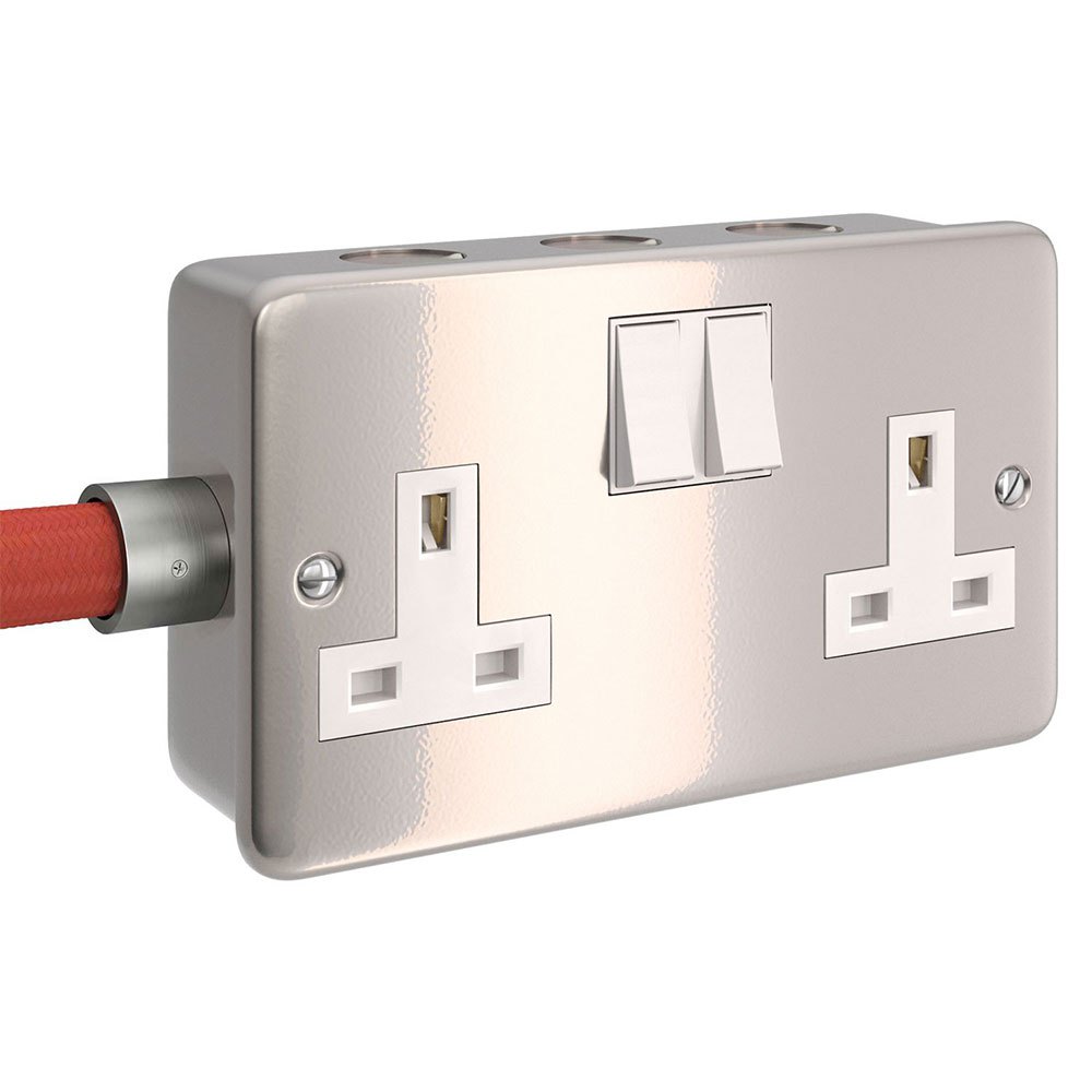 Creative Cables Caja Pared 2 Enchufes Ctbox-2uk UK Plug Grey
