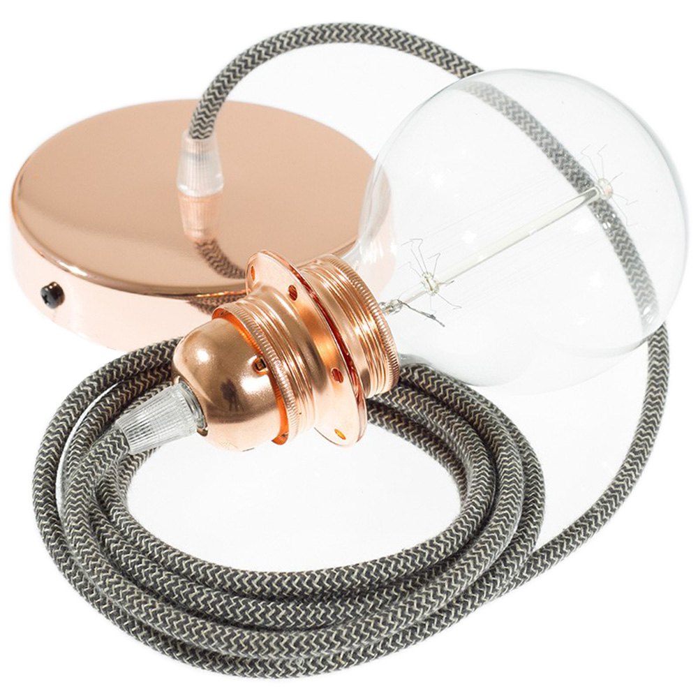 Creative Cables Lámpara Colgante Pendel Para Pantalla Rd74 Zigzag Diy 2 M One Size Anthracite / Copper