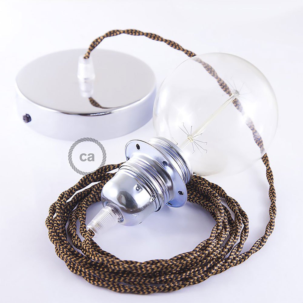 Creative Cables Lámpara Colgante Pendel Para Pantalla Tz22 2 M One Size Black / Whiskey / Chrome Plated