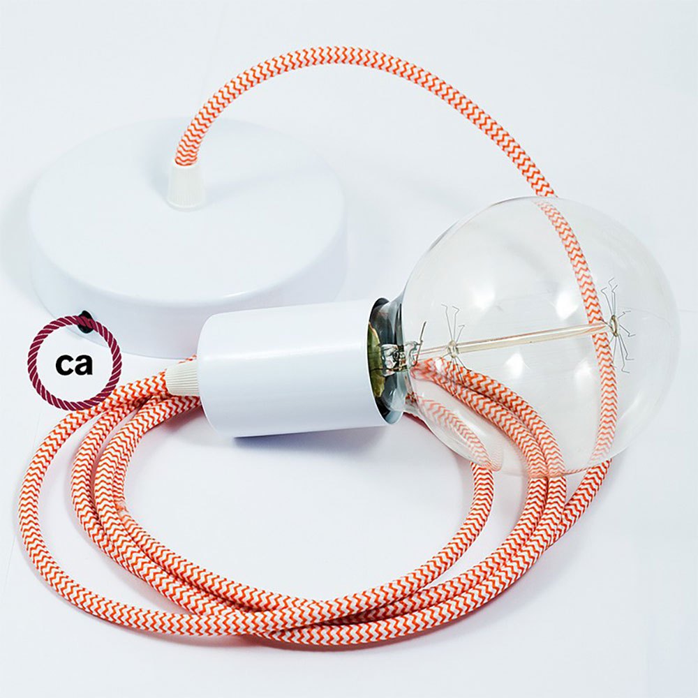 Creative Cables Lámpara Colgante Pendel Rz15 Zigzag 2 M One Size Orange / White
