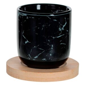 Secret De Gourmet Tazas Con Base Madera Geom Hygge 4 Unidades One Size Black / Brown