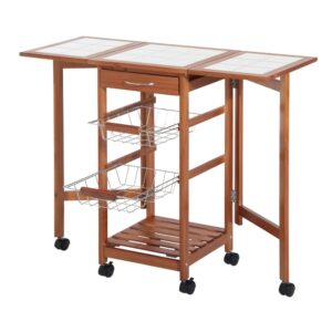 Homcom Carrito De Cocina Auxiliar Con 6 Ruedas One Size