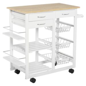 Homcom Carrito De Cocina Multifuncional Con Cajones Cestas Y Estantes One Size