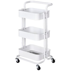 Homcom Carrito De Cocina Auxiliar De 3 Niveles Con Ruedas Y 3 Baldas One Size