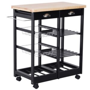Homcom Carro De Cocina Con Ruedas. Estantes Y Cajones One Size