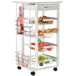 Homcom Carro De Cocina Multiusos 5 Niveles Con Cajón Y Cestas One Size