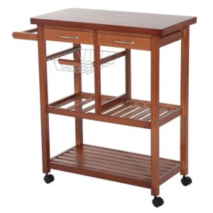 Homcom Carrito De Cocina Auxiliar Con Ruedas 2 Cajones Y Botellero One Size