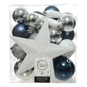 Decoris Accesorios Para Árbol Navidad 33 Unidades One Size White / Blue / Silver