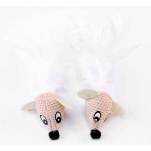 Freecat Set Ratones Plumero 2 Unidades 10 x 4 cm Pink / White