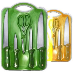 Silvano Set 4 Cuchillos Tijeras Y Tabla De Cortar 48-azr-874 One Size Silver