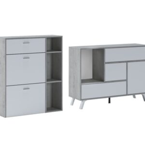 Skraut Home Set Entrada Aparador-zapatero Gris/blanco One Size Grey/White
