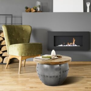Womo-design Mesa De Centro Con Almacenaje Ø 60 Cm 60 x 60 cm Gray