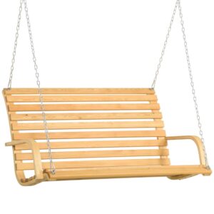 Outsunny Banco Columpio De Madera De 2 Plazas Tipo Balancín Colgante Carga Máx. 250 Kg Para Jardín Terraza Balcón Exterior 141.5x51x78 Cm Natural One Size Brown