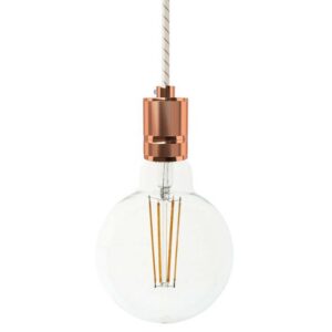 Creative Cables Lámpara Colgante Textil Aluminio Moteado 1.2 M Con Bombilla One Size Copper