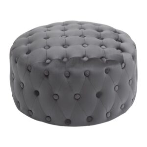 Homcom Taburete Vintage Otomana Tapizado En Terciopelo Con Botones One Size