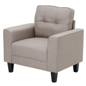 Homcom Butaca De Salón Con Asiento Acolchado Y Patas De Madera Sillón Sofá Individual Moderno Para Dormitorio Oficina 90x72x91 Cm Beige One Size