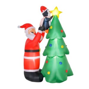 Homcom Árbol De Navidad Inflable 184 Cm Con Luces Led One Size