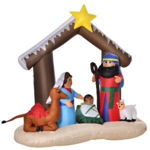 Homcom Decoración Inflable De Navidad 183 Cm Con Luces Led One Size