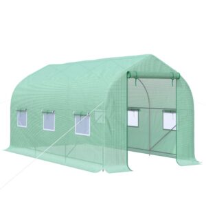 Outsunny Invernadero De Jardín 400x200x200 Cm Tipo Túnel Con 6 Ventanas Transpirables Y Puerta Enrollable Con Cremallera Huerto Para Cultivo Plantas Verduras One Size