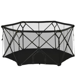 Pawhut Parque Para Mascotas Plegable De Acero Corral Portátil De Perros Animales Pequeños Con Bolsa De Transporte Para Interiores Y Exteriores 148x134x67 Cm One Size
