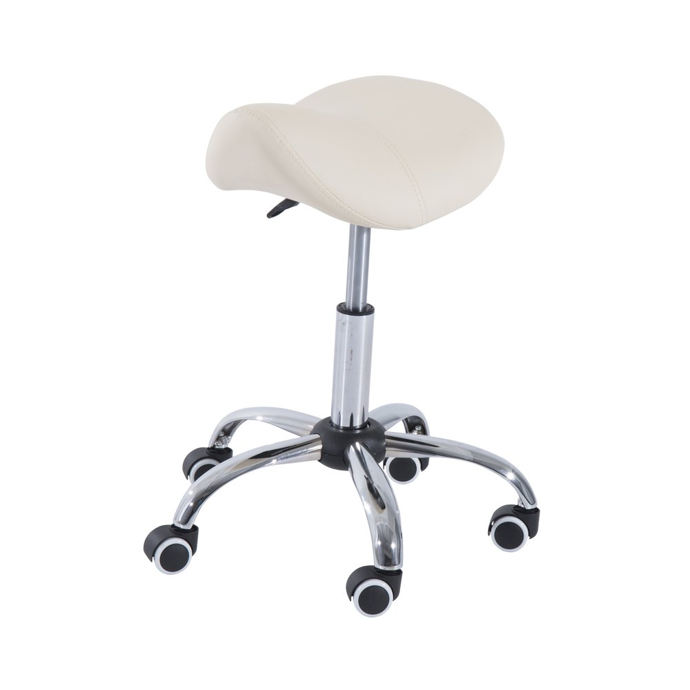 Homcom Silla Trabajo Taburete Ruedas Giratorias Taburete Cosmetica Dentista Peluqueria Color Beige One Size