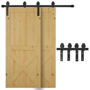Homcom Herrajes Puerta Corredera 200 Cm Kit De Acero Al Carbono Accesorios Para 2 Puertas Deslizantes De Madera De 100 Cm De Ancho Baño Domitorio Cocina One Size