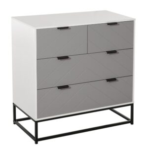 Homcom Cómoda De Noche Cómoda Con 4 Cajones 80x40x79 Cm Almacenaje Para Dormitorio Y Salón Con Base Elevada Y Diseño Antivuelco Blanco Gris Y Negro One Size