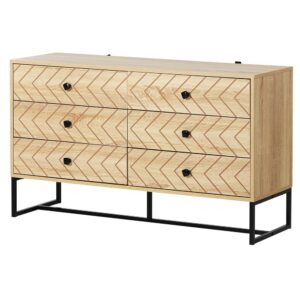 Homcom Armario Auxiliar Cajonera Retro Cómoda Muebles Con 6 Cajones Deslizables Para Salón Madera 120x39.5x71cm One Size