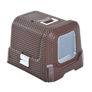 Pawhut Arenero Gatos Portatil Cubierto 54x42x41cm Aseo Puerta Basculante Cafe Nuevo One Size