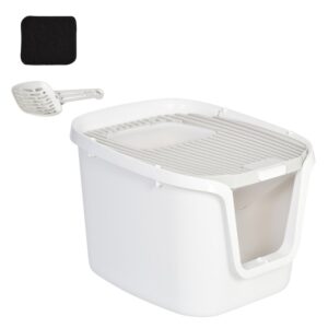 Pawhut Caja De Arena Para Gatos Con Diseño De Doble Puerta Arenero Caja Desodorizante De Carbón Activado Pala Equipada Amplio Espacio 55,5x44,5x38,3 Cm Blan One Size