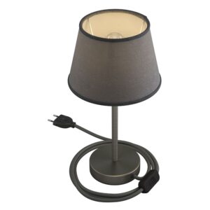 Creative Cables Lámpara Mesa Con Pantalla Alzaluce Imperio 20 Cm UK Plug Satin Titanium / Grey