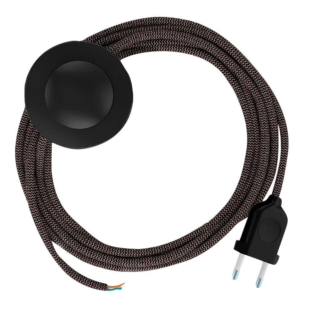Creative Cables Cable Lámpara Pie Rd74 Zigzag 3 M One Size Anthracite / Brown / Black