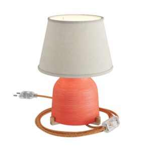 Creative Cables Lámpara Mesa Con Pantalla Y Bombilla Vase Impero UK Plug Coral / Light Jute