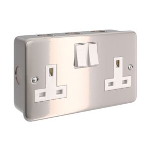 Creative Cables Caja Pared 2 Enchufes Ctbox-2uk UK Plug Grey