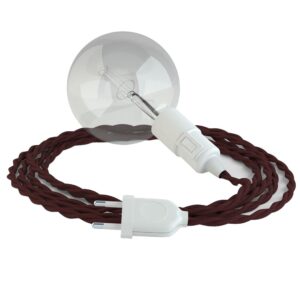 Creative Cables Lámpara Colgante Con Enchufe Uk Tm19 5 M One Size Burgundy / White