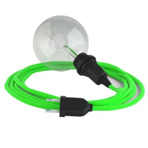 Creative Cables Lámpara Colgante Para Pantalla Con Enchufe Uk Rf06 5 M One Size Neon Green / Black
