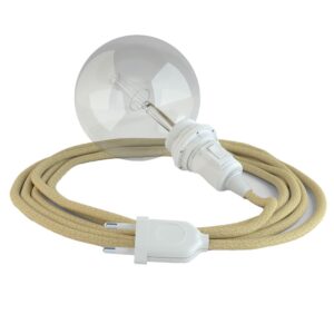 Creative Cables Lámpara Colgante Para Pantalla Con Enchufe Uk Rn06 3 M One Size Beige / White