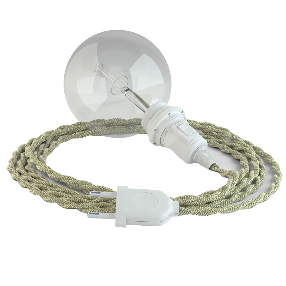 Creative Cables Lámpara Colgante Para Pantalla Con Enchufe Uk Tn01 3 M One Size Beige / White