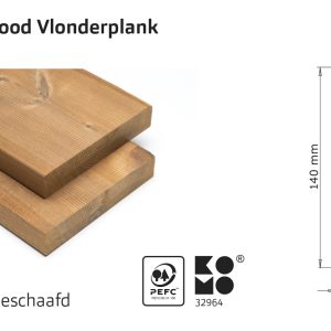 Tarima exterior madera modificada térmicamente Modiwood 420cm (26x140mm)