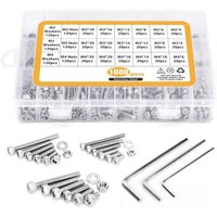 1080PCS M2 M3 M4 Pernos de cable de enchufe hexagonal de acero inoxidable Pernos con surtido de tuercas