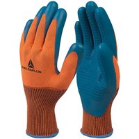 Guante Poliester/Látex VE733 T-9 Naranja/Azul Deltaplus