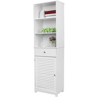 ® Mueble de baño mueble alto mueble de almacenamiento estante de baño 46x29x157cm blanco - Yongqing
