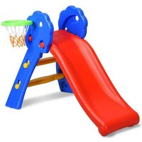 ®Tobogán para niños, con canasta de baloncesto de plástico, red de baloncesto, atracciones, 106 x 59 x 77 cm - Bathrins